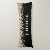 Schwarz-Gold-Imitate Glitzer Ästhetischer Individu Seitenschläferkissen (Vorderseite Vertikal)