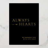 Schwarz & Gold immer in unserem Herz-Zeichen Folieneinladung (Vorderseite)