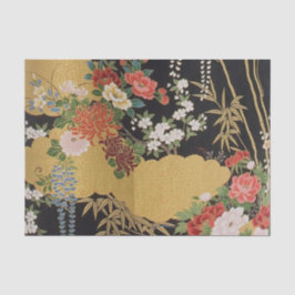 Schwarz-Gold-Japanische Kimono-Dekoupage Seidenpapier
