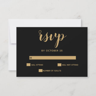 Schwarz-Gold-Kalligrafie-Einladung uAwg RSVP Karte