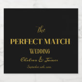 Schwarz-Gold-Kalligrafie verheiratet das Perfekte Schaumweinetikett (Einzelnes Label)