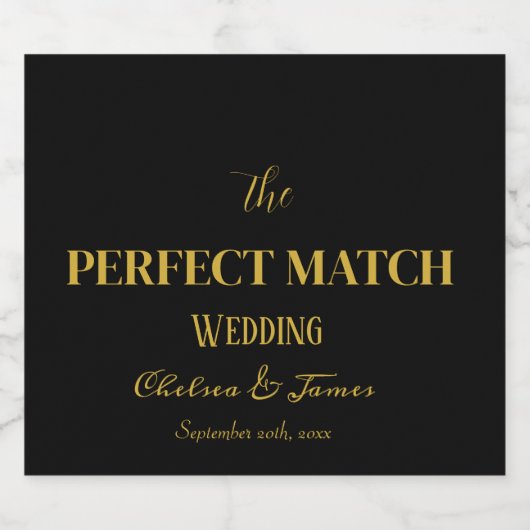 Schwarz-Gold-Kalligrafie verheiratet das Perfekte Schaumweinetikett (Einzelnes Label)