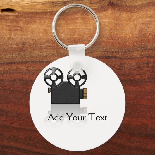 Schwarz-Gold-Kamera in Weiß Schlüsselanhänger (Vorderseite)