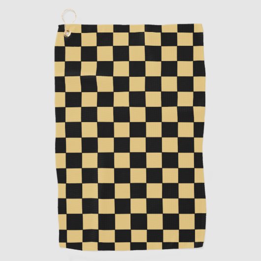 Schwarz-gold kariert golfhandtuch (Vorderseite)