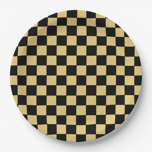 Schwarz-gold kariert pappteller (Vorderseite)