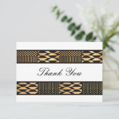Schwarz - Gold Kente (weiß) Dankeskarte (Stehend Vorderseite)