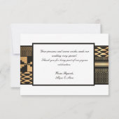 Schwarz - Gold Kente (weiß) Dankeskarte (Rückseite)