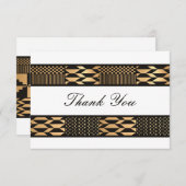 Schwarz - Gold Kente (weiß) Dankeskarte (Vorne/Hinten)