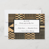 Schwarz - Gold Kente (weiß) RSVP Karte (Rückseite)