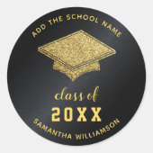 Schwarz-Gold-Klasse 2025-Abschluss Runder Aufkleber (Vorderseite)