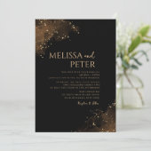 Schwarz-Gold-Klassik-Foto-Hochzeitseinladung Einladung (Stehend Vorderseite)