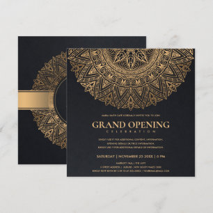 SCHWARZ GOLD KLASSISCHES VERSCHLÜSSELTES MANDALA E EINLADUNG