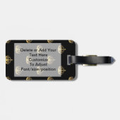 Schwarz-Gold-Kronen-Muster Gepäckanhänger (Rückseite horizontal)