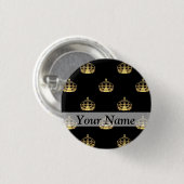 Schwarz-Gold-Kronenmuster Button (Vorne & Hinten)