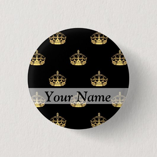 Schwarz-Gold-Kronenmuster Button (Vorderseite)