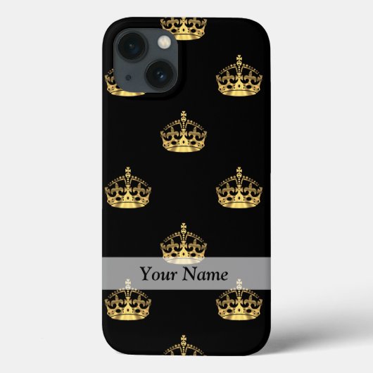 Schwarz-Gold-Kronenmuster Case-Mate iPhone Hülle (Rückseite)