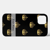 Schwarz-Gold-Kronenmuster Case-Mate iPhone Hülle (Rückseite (Horizontal))