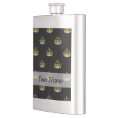 Schwarz-Gold-Kronenmuster Flachmann (Links)