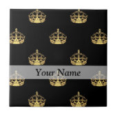 Schwarz-Gold-Kronenmuster Fliese (Vorderseite)