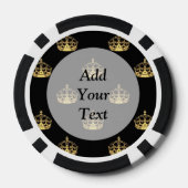 Schwarz-Gold-Kronenmuster Pokerchips (Rückseite)