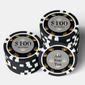 Schwarz-Gold-Kronenmuster Pokerchips (Stapel)