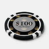 Schwarz-Gold-Kronenmuster Pokerchips (Einzeln)