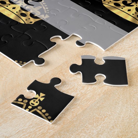 Schwarz-Gold-Kronenmuster Puzzle (Seite)