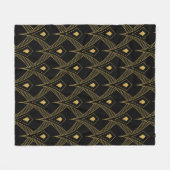 Schwarz-Gold-Kunst-Deko-Muster Fleecedecke (Vorderseite (Horizontal))