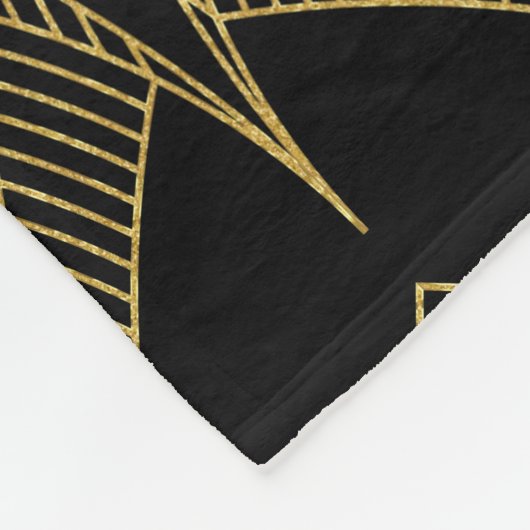 Schwarz-Gold-Kunst-Deko-Muster Fleecedecke (Ecke)