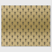 Schwarz-Gold-Kunst-Deko-Muster Geschenkpapier (Flach)