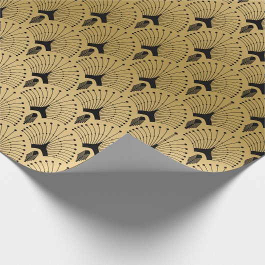 Schwarz-Gold-Kunst-Deko-Muster Geschenkpapier (Ecke)