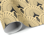 Schwarz-Gold-Kunst-Deko-Muster Geschenkpapier (Rolleneckpunkt)