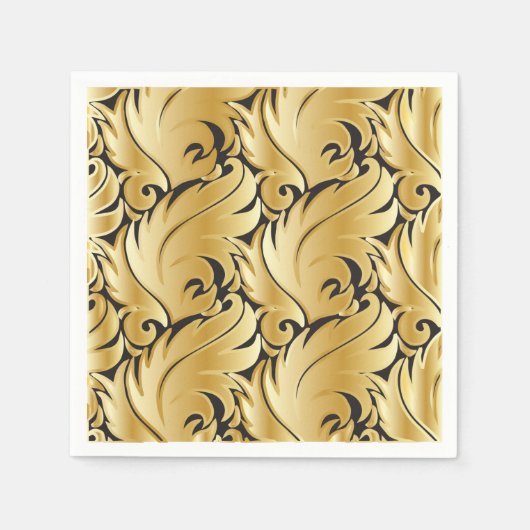 Schwarz-Gold-Leaf-Design Serviette (Vorderseite)