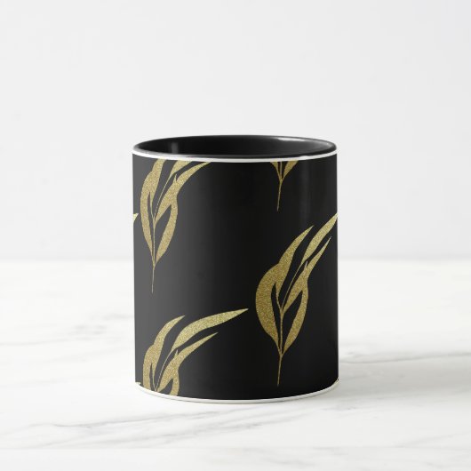 Schwarz-Gold-Leaf-Muster-Kaffee Tasse (Zentrum)