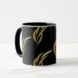 Schwarz-Gold-Leaf-Muster-Kaffee Tasse
