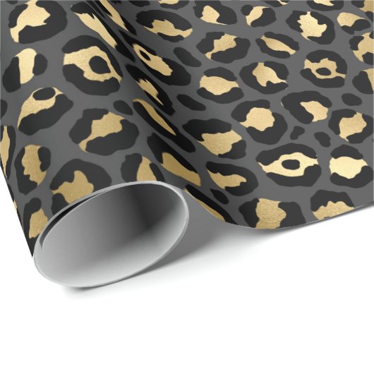 Schwarz-Gold-Leopard-Muster Geschenkpapier (Rolleneckpunkt)