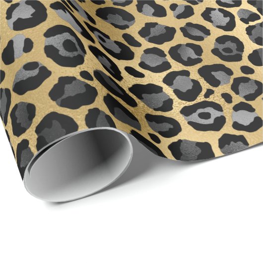 Schwarz-Gold-Leopard-Muster Geschenkpapier (Rolleneckpunkt)