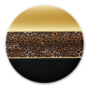 Schwarz-Gold-Leopard-Tierwerbung Keramikknauf