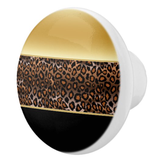 Schwarz-Gold-Leopard-Tierwerbung Keramikknauf (Rechts)