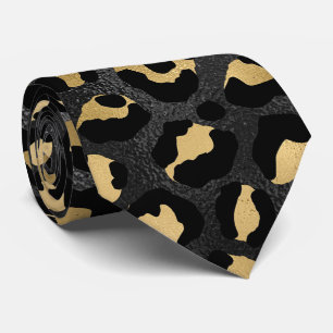 Schwarz-Gold-Leopardenmuster Krawatte