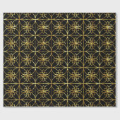 Schwarz-Gold-lethnisches geometrisches Muster Geschenkpapier (Flach)