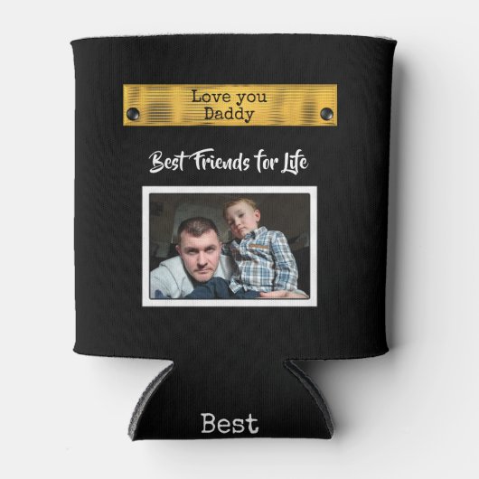 Schwarz-Gold-Liebe Sie Papa besten Freunde Foto Dosenkühler (Vorderseite)