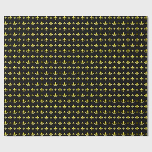 Schwarz-Gold-Lilie-Muster Geschenkpapier (Flach)