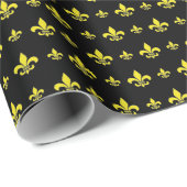 Schwarz-Gold-Lilie-Muster Geschenkpapier (Rolleneckpunkt)