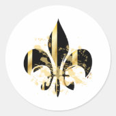 Schwarz-Gold-Lilie Runder Aufkleber (Vorderseite)