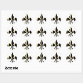 Schwarz-Gold-Lilie Runder Aufkleber (Blatt)