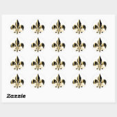 Schwarz-Gold-Lilie Runder Aufkleber (Blatt)