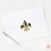Schwarz-Gold-Lilie Runder Aufkleber (Umschlag)