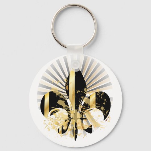 Schwarz-Gold-Lilie Schlüsselanhänger (Vorderseite)