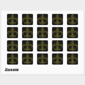 Schwarz-Gold-Lilie-Sticker Quadratischer Aufkleber (Blatt)